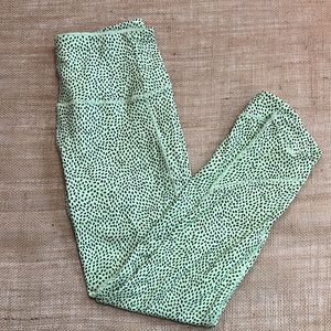 CALIA - Energize High Rise Crossover Hem 7/8 Leggings Lime Green Patterned - W M